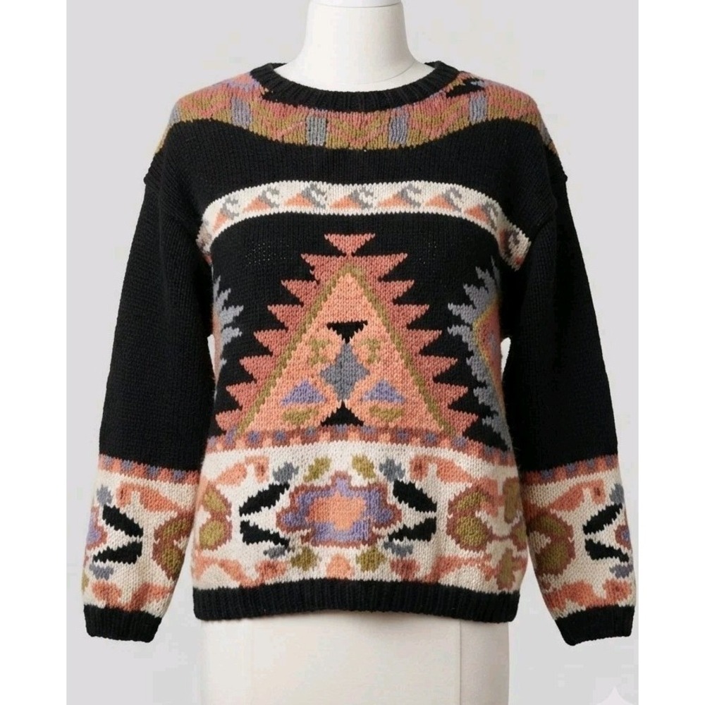 Vintage 90s Forenza Sweater Womens Aztec Western Grandmacore Butter Mom Small